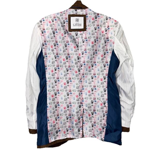 House of Cavani Wool Mix 38 Blazer Jacket Vest Waistcoat Brown Blue Plaid 2pc - Picture 7 of 13